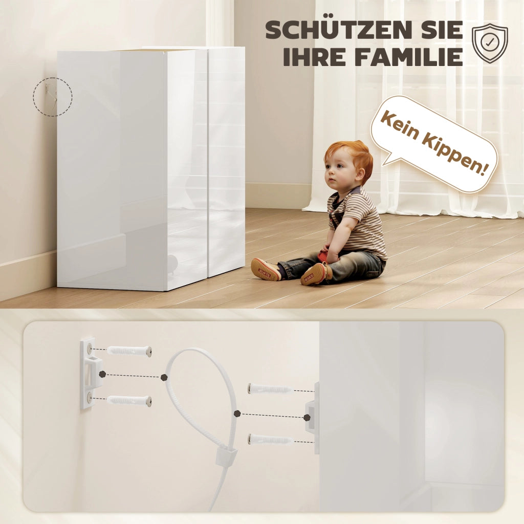 Cassettiera con ante a chiusura morbida e scaffale regolabile ¨C zephmum ¨C Bianco