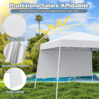 Gazebo Pop-up da Esterno 3 x 3 m, Gezebo Pieghevole con 1 Parete Laterale, Zaino Portatile e 4 Picchetti, Tendone Impermeabile e Resistente per Campeggio e Feste (Bianco)