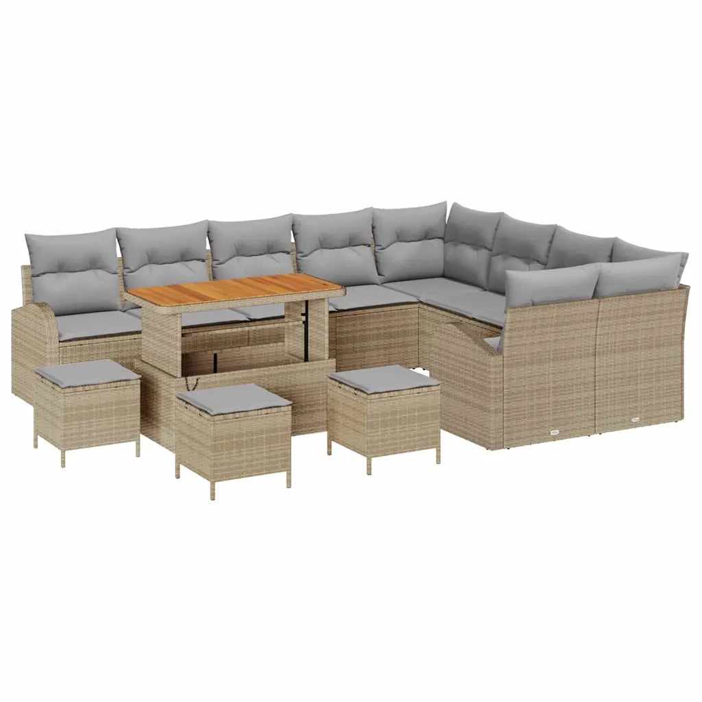 Set Divano da Giardino con cuscino 13 pcs Beige e Grigio Chiaro 3364392