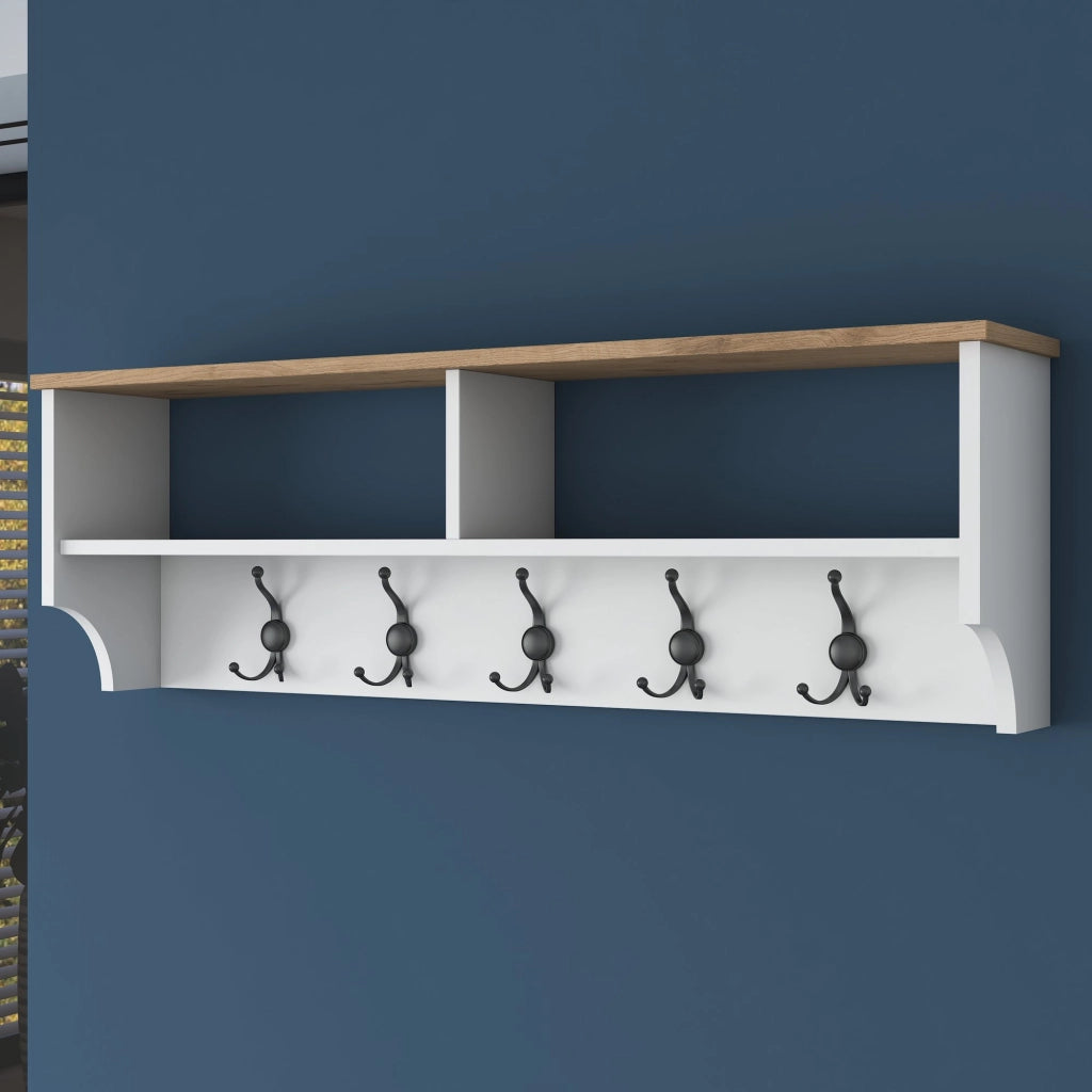 Appendiabiti in legno "Pino" - 120 x 22 x 37 cm - Bianco