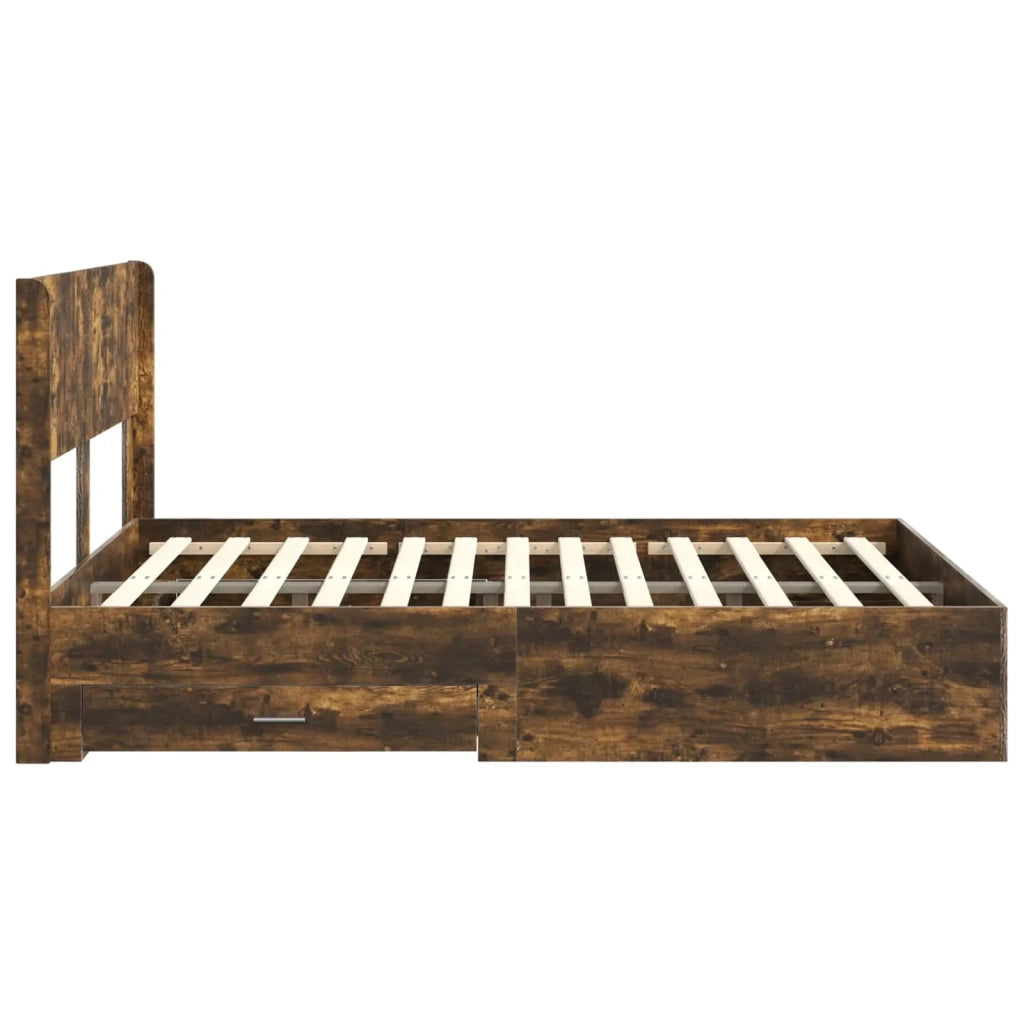 Struttura del letto con stoccaggio e testata Rovere Fumo 3414457