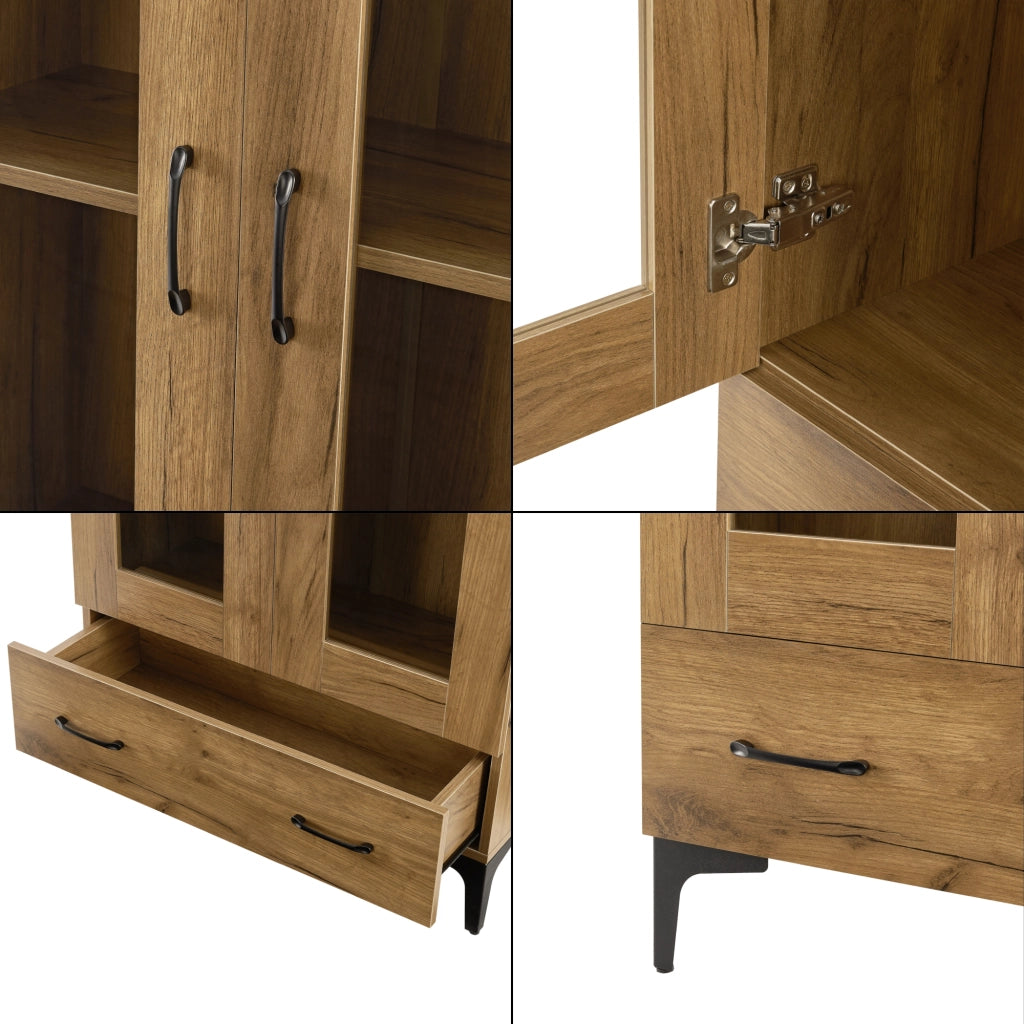 Armadio a Vetrata Søndersø Credenza con Vetrina 115 x 70 x 31 cm Effetto Rovere [en.casa]