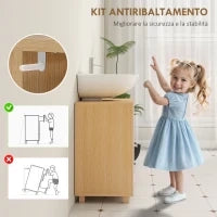 Mobile Sottolavabo Bagno con Armadietto a 2 Ante Soft-Close e 6 Ripiani Aperti, 60x33x57cm, Bianco