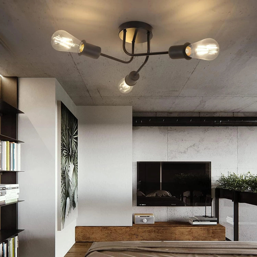ZMH Lampada da soffitto vintage nera E27 stile industriale per interni