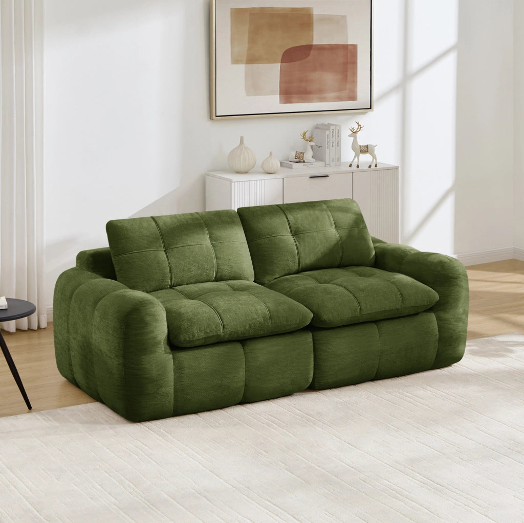 Divano modulare 2 posti 194x97 cm in ciniglia verde HOMVRA