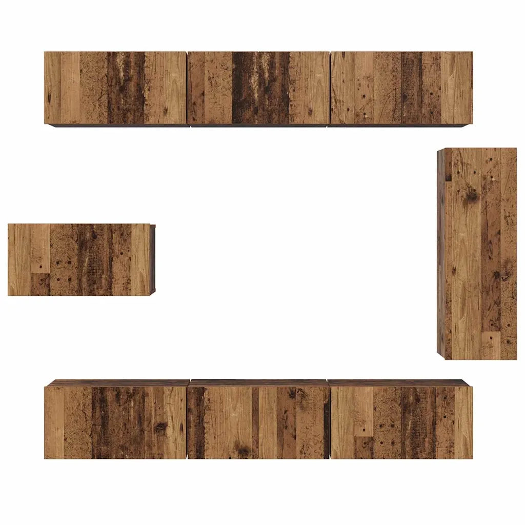 Set mobile TV 8 pcs Legno vecchio Legno multistrato 3393132