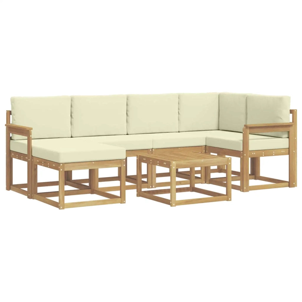 Set di divani da esterno con cuscino 7 pcs Bianco e Crema
