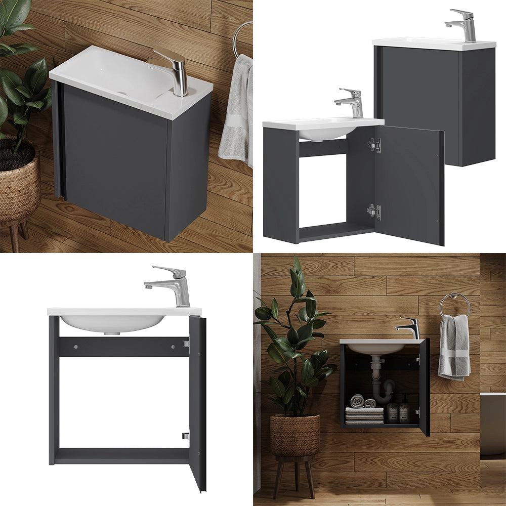 Set di mobili da bagno Kleo Antracite 2 pezzi Vicco