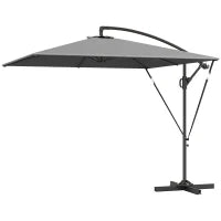Ombrellone da Giardino a Sbalzo 2.5x2.5 m con Manovella, Inclinabile e Girevole con Copertura, Grigio