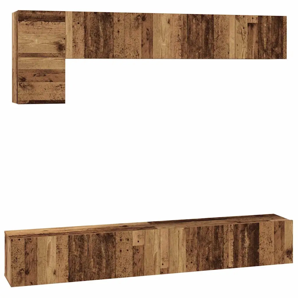 Set mobile TV 5 pz-Set di 5 Credenza per TV Legno vecchio Legno multistrato 724069