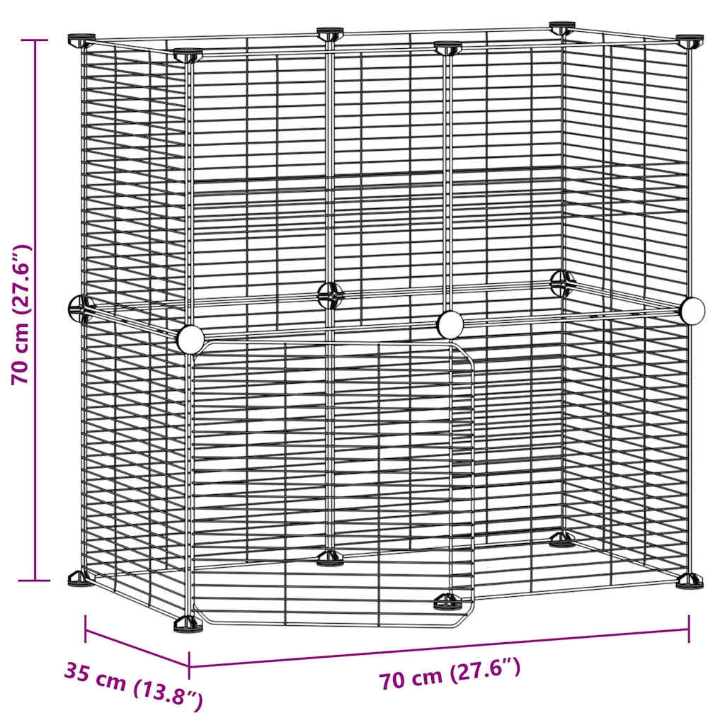 Gabbia per animali domestici a 12 pannelli con porta 35 x 35 cm nera 02_0041561