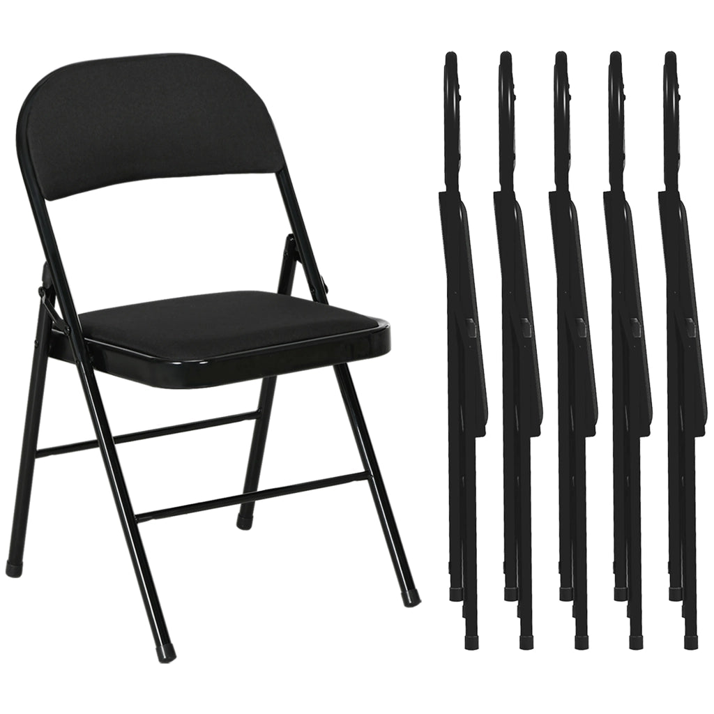 Set di 6 Sedie Pieghevoli da Pranzo Imbottite ¨C Minimal ¨C Struttura in Acciaio Nero