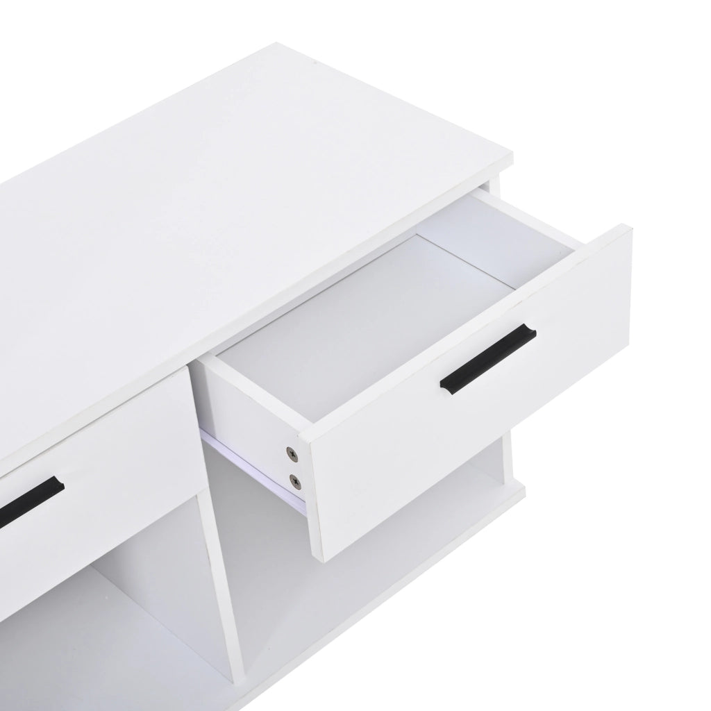 Garderoba da ingresso 120x35x175.5 cm con specchio; 2 cassetti e 4 ganci in MDF bianco
