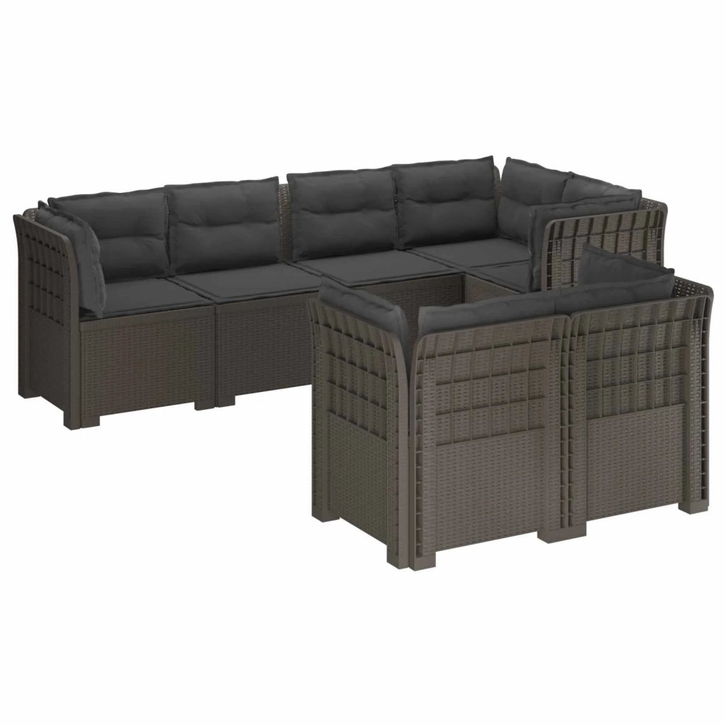 Divano 7 Posti da Giardino con Cuscini Aspetto Rattan PP 3444171
