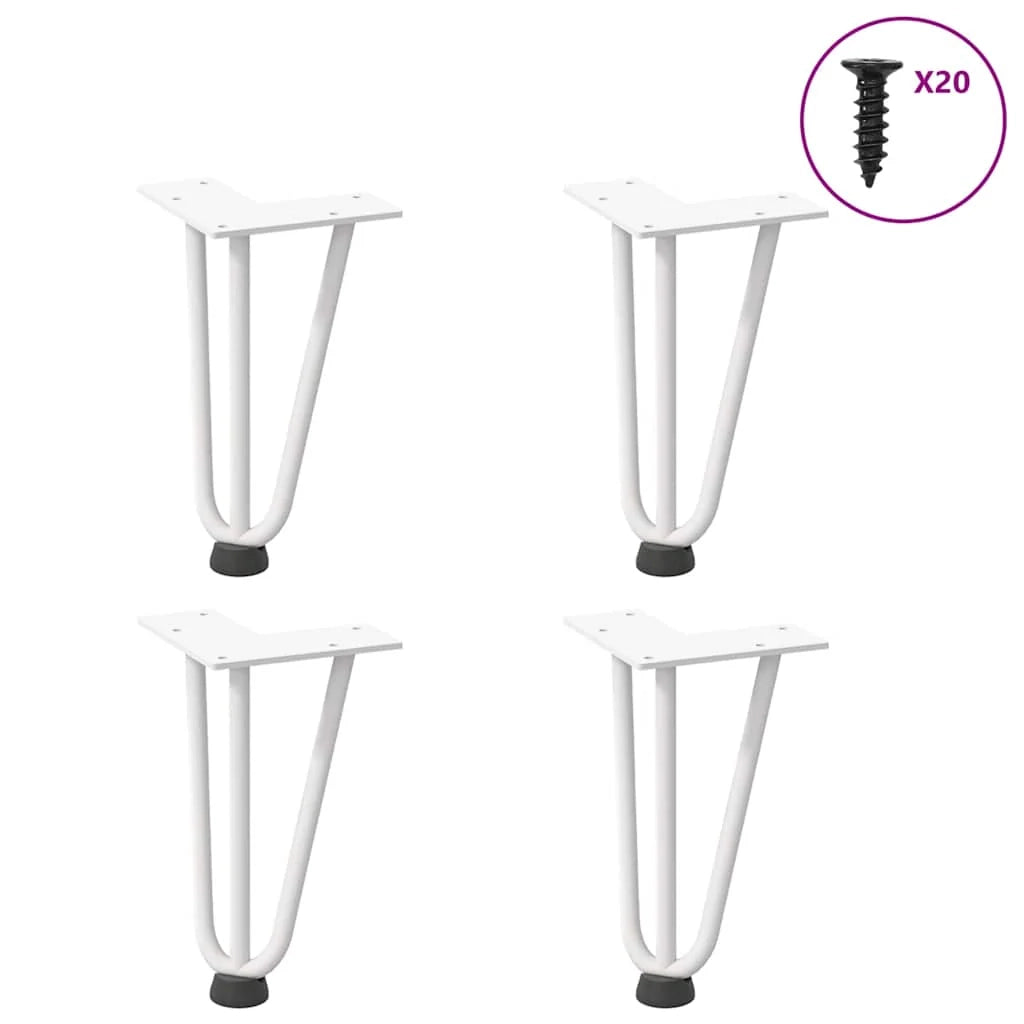 Set di 4 gambe a forcina bianche 20 cm per tavolino da caffè dal design moderno realizzate in solido acciaio bianco 02_0056732