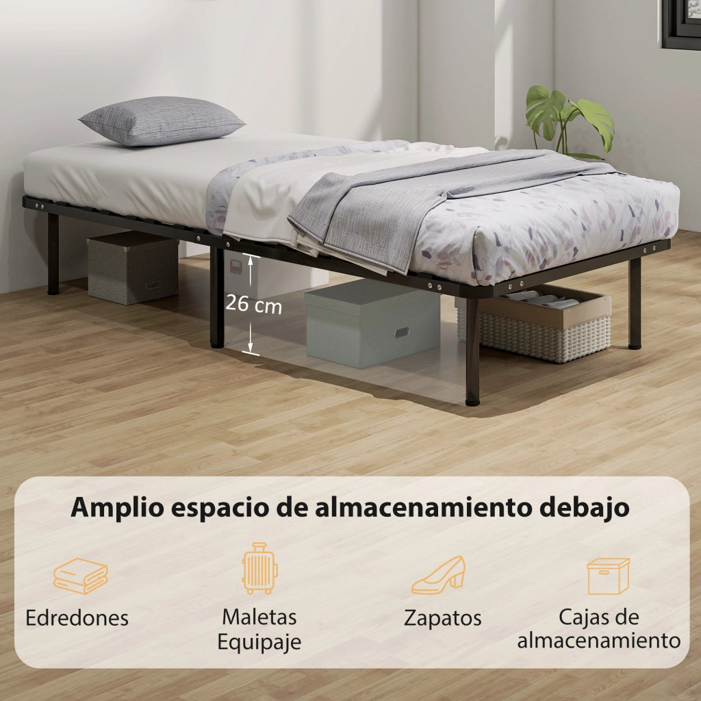 Letto Contenitore 90x190 ¨C Zephmum ¨C Legno Massello Nero 350 kg