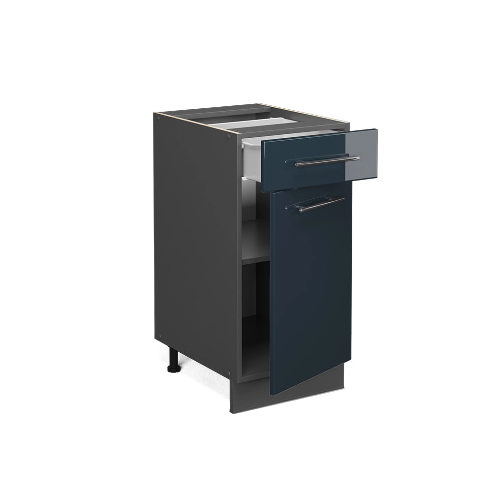 Mobiletto base per cucina Fame-Line Blu scuro lucido/Antracite 40 cm senza piano di lavoro Vicco