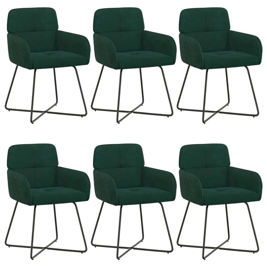 Sedie da pranzo 6 pcs Velluto (V) Verde Scuro 59 x 56,5 x 86 cm 3428221