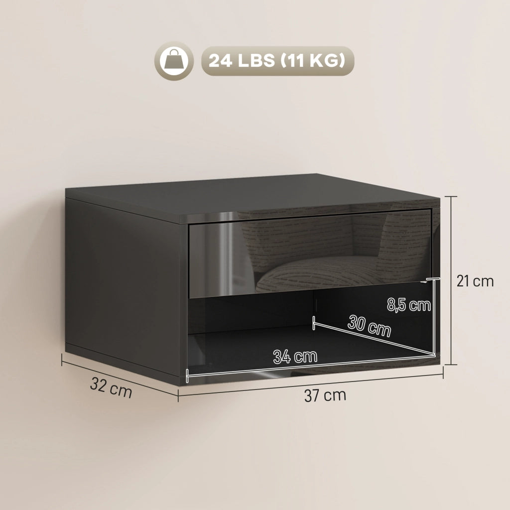 Comodino a muro ¨C zephmum ¨C nero 37x32x21