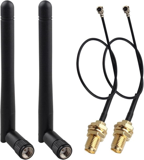 Dual Band WiFi Antenne 2.4GHz 5GHz 5.8GHz 3dBi RP-SMA Maschile + 15cm U.FL IPX IPEX MHF1 a RP-SMA Femmina Cavo di Estensione per Adattatore WiFi M.2 NGFF Intel.