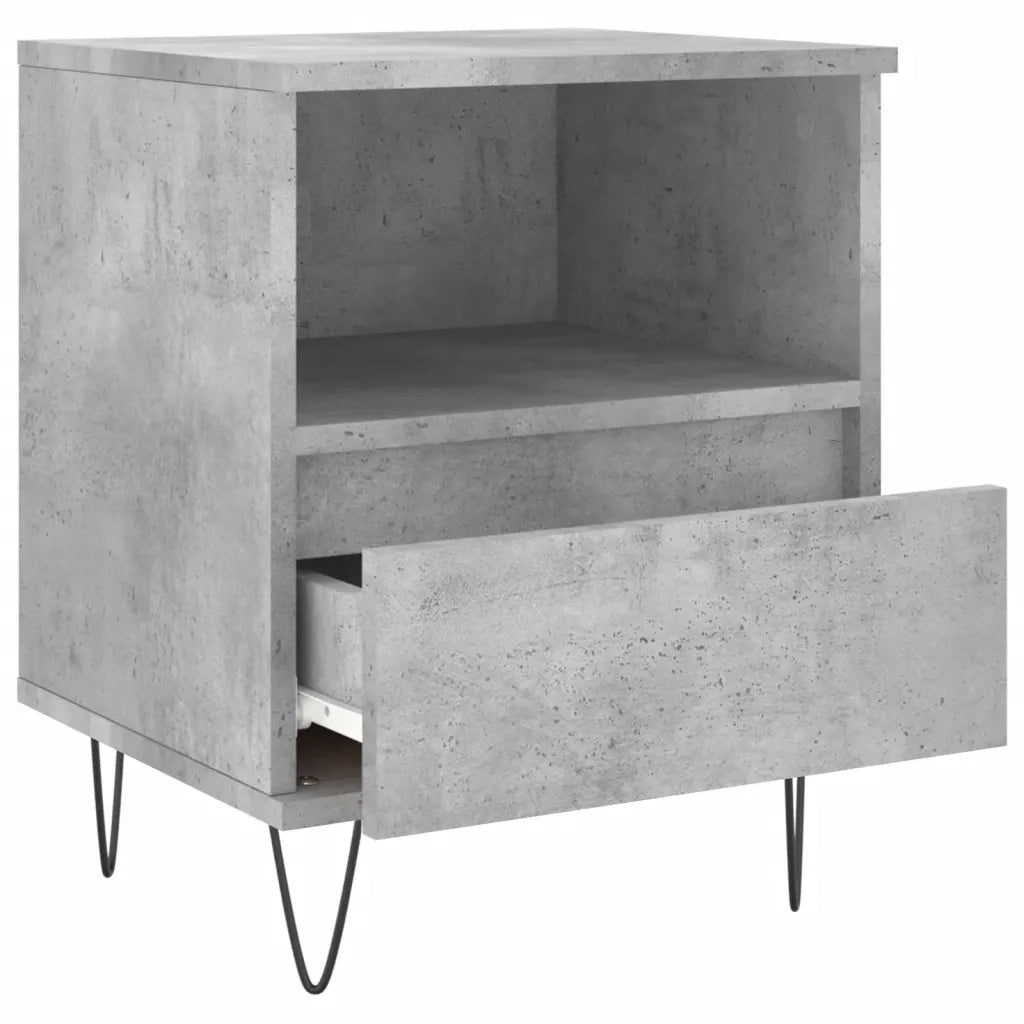 Set di 2 Comodini | Armadio da Notte | Mobiletto da notte Grigio Cemento 40x35x50 cm in Legno Multistrato