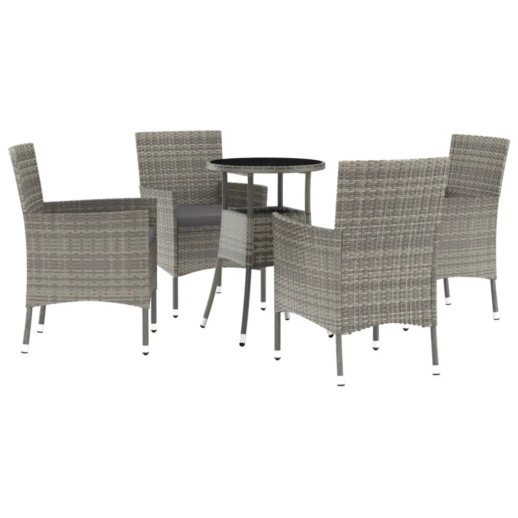 Set Bistr¨° da Giardino 5 pz | Set Salotto da Giardino con Cuscini in Polyrattan Grigio