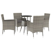 Set Bistr¨° da Giardino 5 pz | Set Salotto da Giardino con Cuscini in Polyrattan Grigio
