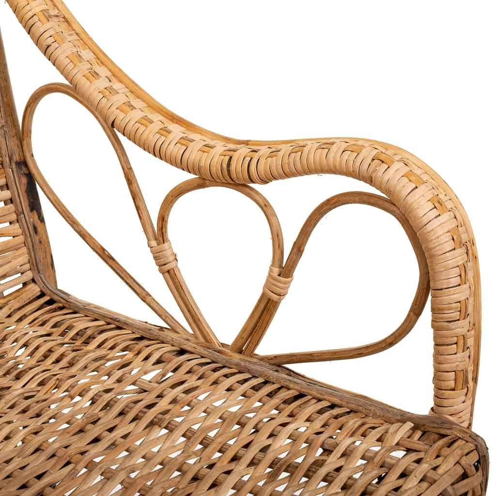 Divano in bambù e rattan marrone 130x48x99h