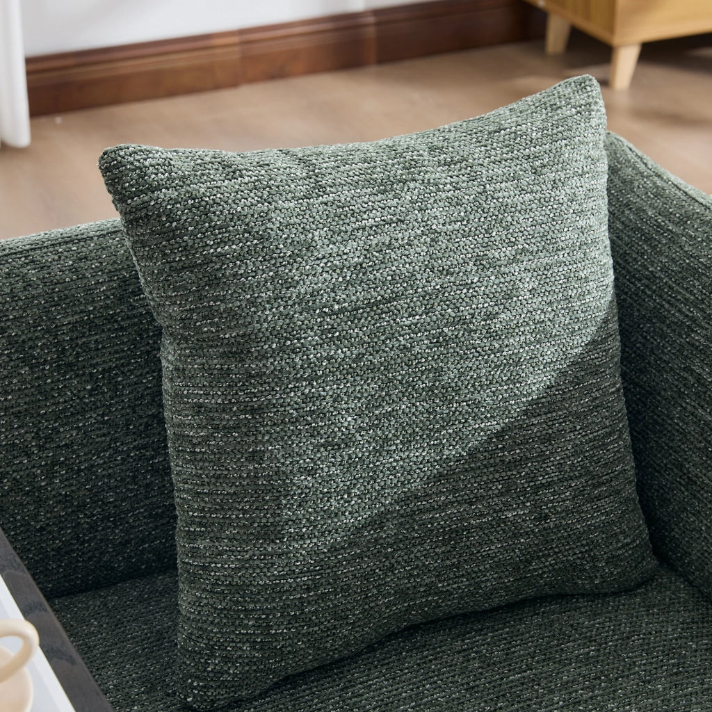 Poltrona relax con tavolino laterale e tasche portaoggetti in chenille verde smeraldo