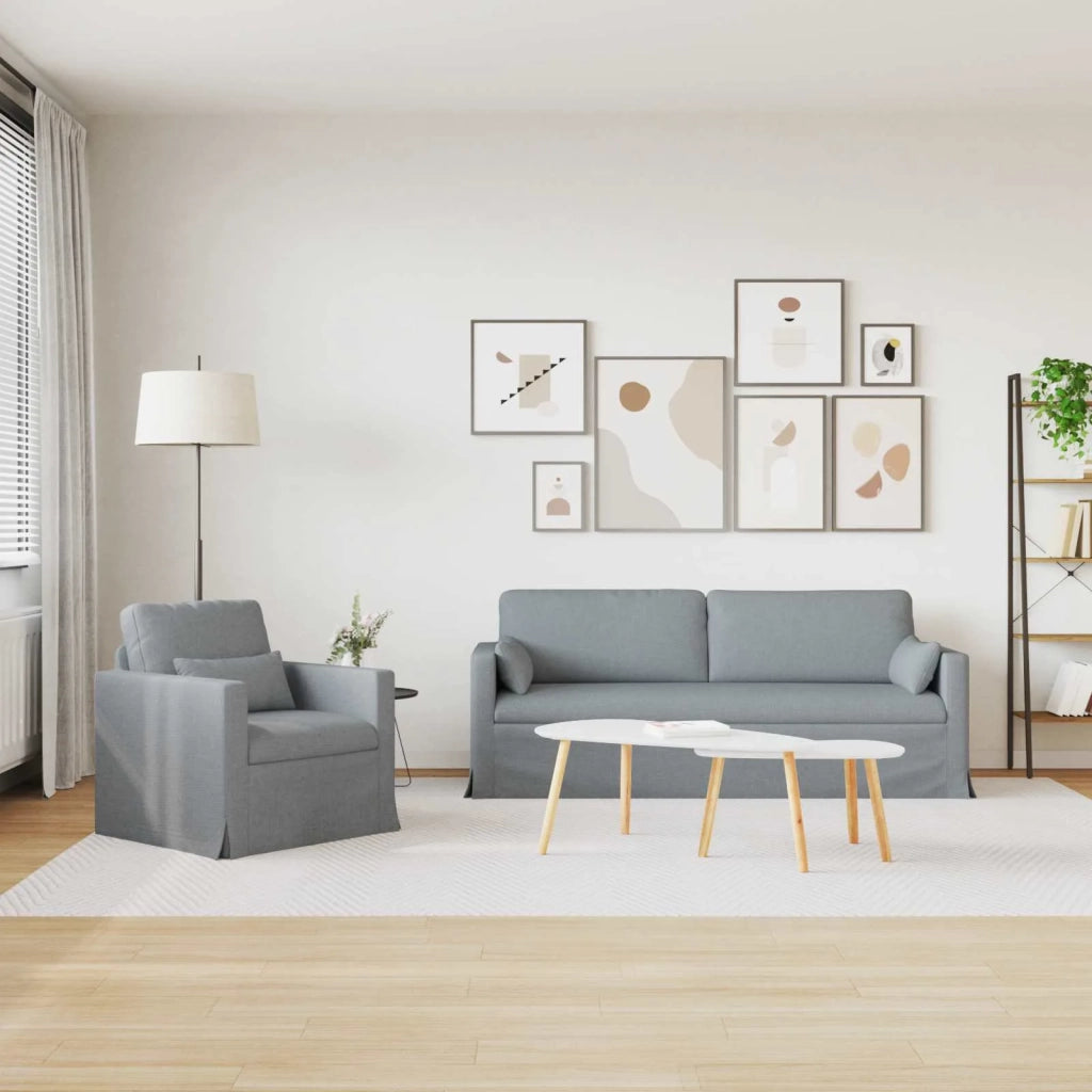 Set di divani 2 pcs Grigio chiaro 198 x 78 x 80 cm Tessuto