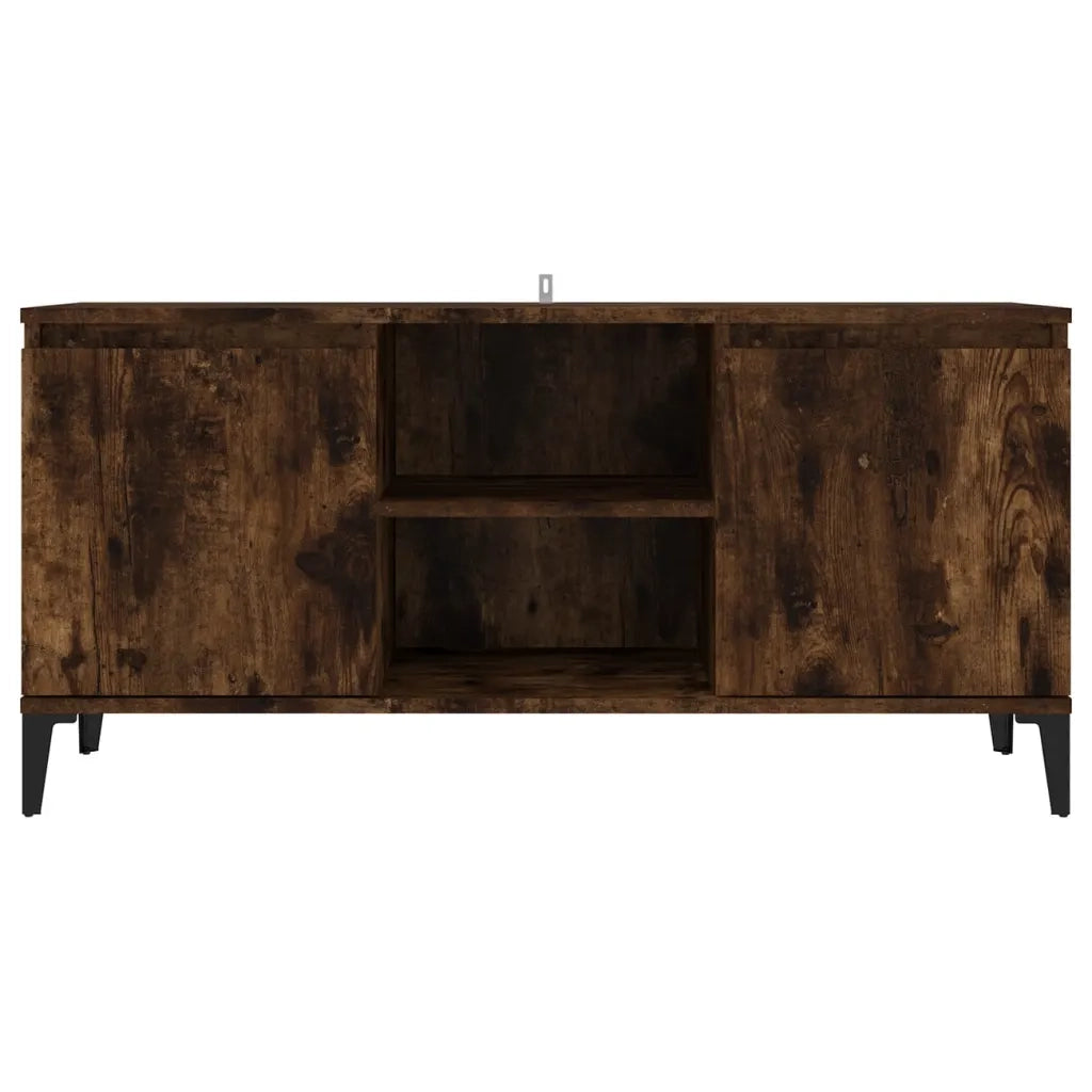 Mobile TV con Gambe-Credenza TV-Console TV in Metallo Rovere Fumo 103,5x35x50 cm