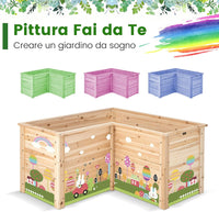 Letto Rialzato da Giardino in Legno, Fioriera da Esterno a Forma di L con Base Aperta, Aiuola per Frutto, Erbe, Verdure e Fiori da Blacone, Cortile e Prato, 120 x 120 x 63 cm (Naturale)