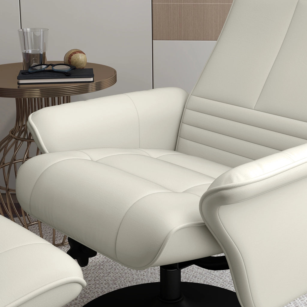 Poltrona relax con poggiapiedi ¨C Xylo ¨C girevole reclinabile tessuto crema
