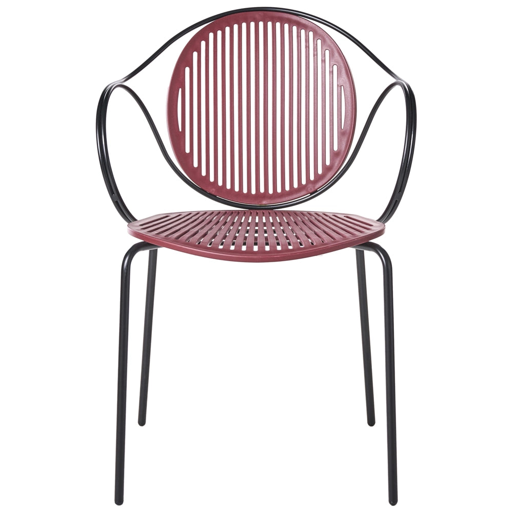 Set di 2 sedie da pranzo imbottite Base in metallo rosso e nero base in metallo design moderno