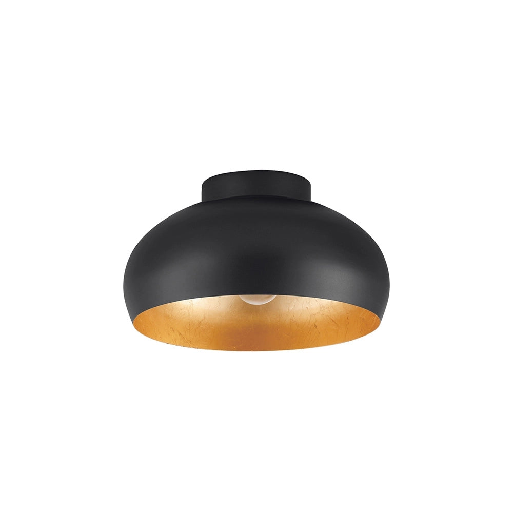 Plafoniera Contemporanea Mogano 2 1 Luce Acciaio Nero E Oro
