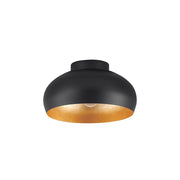 Plafoniera Contemporanea Mogano 2 1 Luce Acciaio Nero E Oro