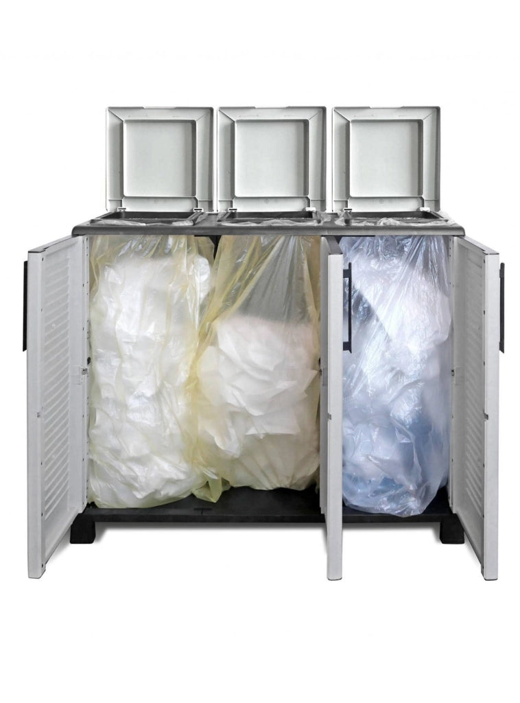 Contenitore per Rifiuti Apix, Pattumiera Capacità 330 (110 per Sacco) Made in Italy, 102x37x90h cm Grigio Chiaro