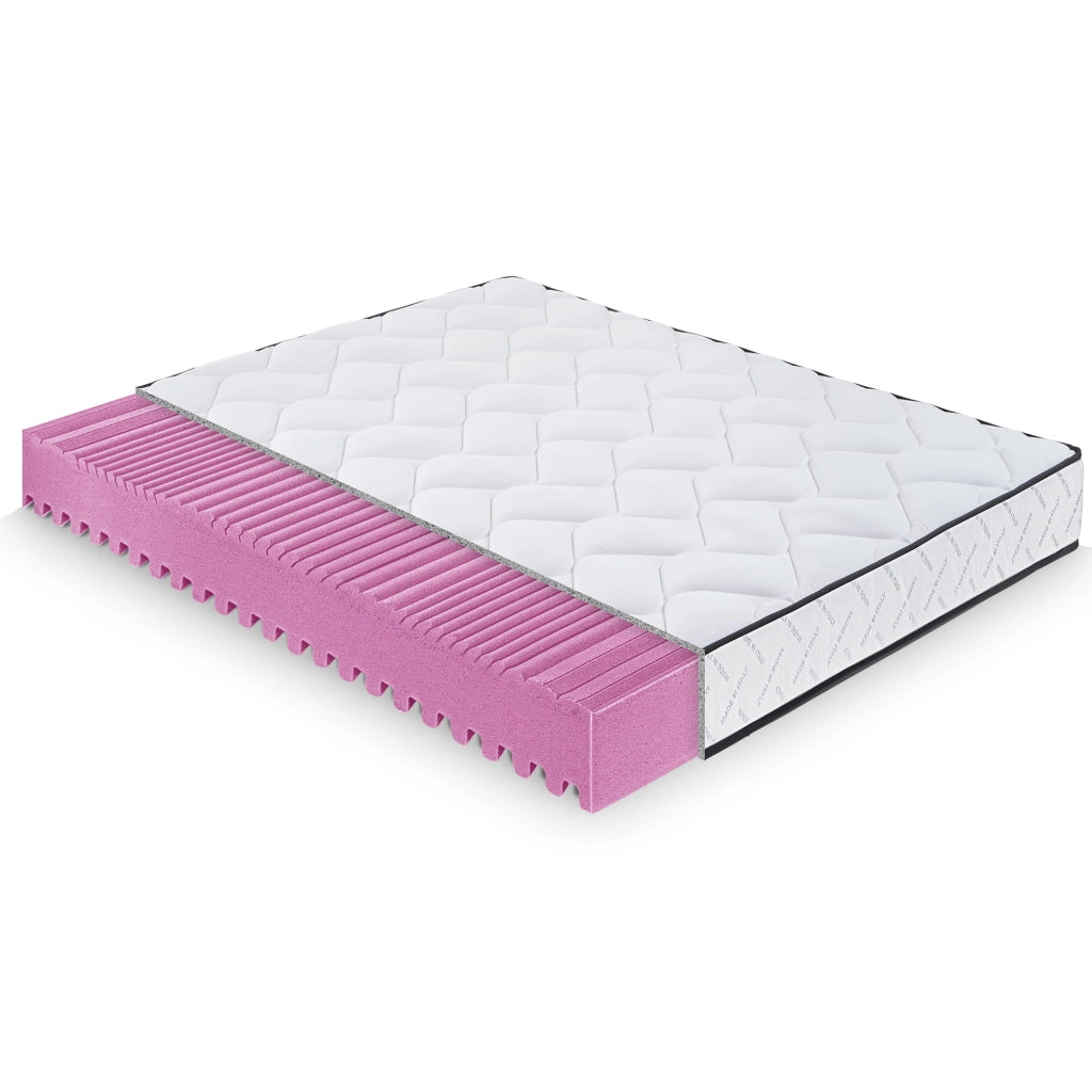 Materasso 160x190 cm in Memory Foam, Doppio Comfort H2/H3, Rivestimento Sfoderabile, 7 Zone, 100% Made in Italy