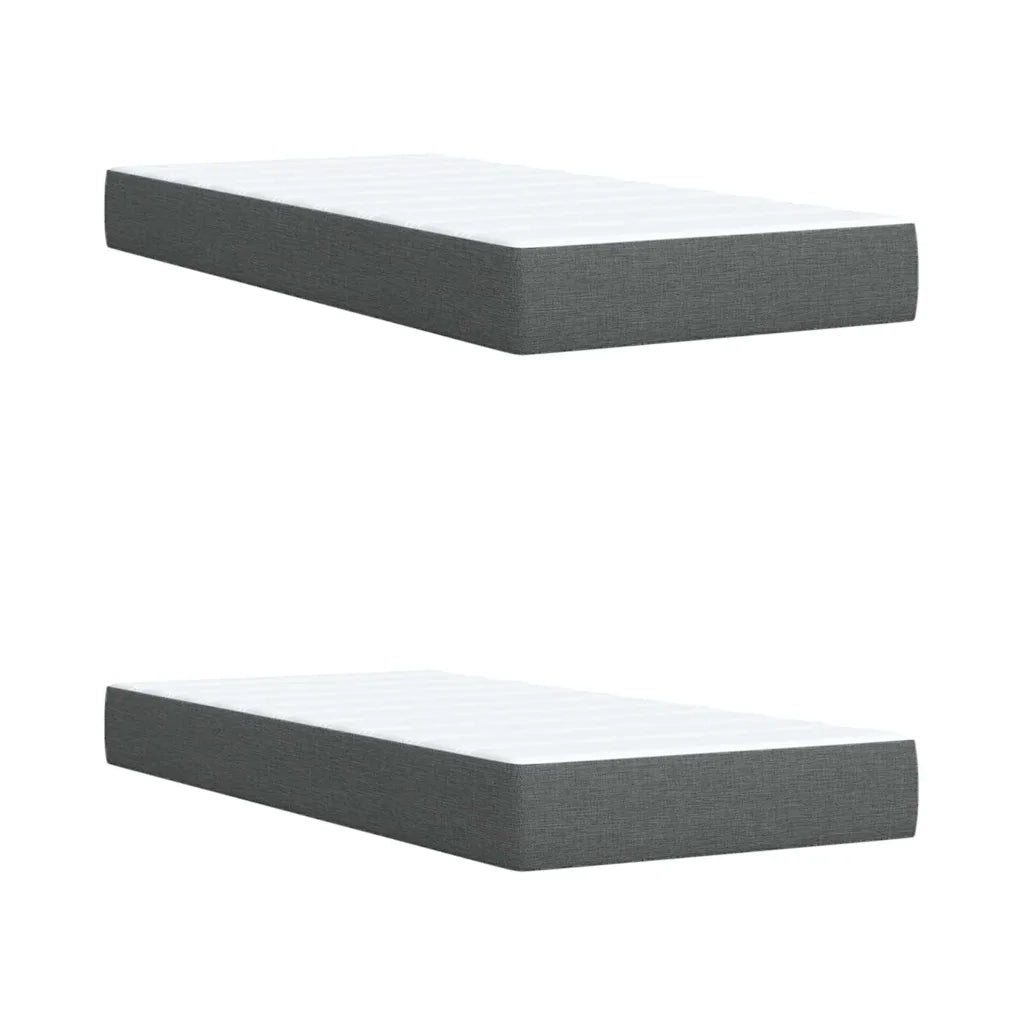 Giroletto a Molle con Materasso Grigio Scuro 200x200 cm Tessuto