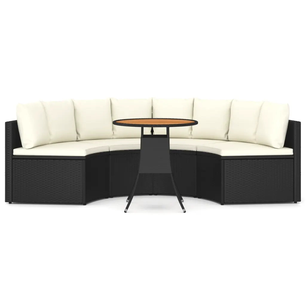 Set Divani da Giardino 5 pz con Cuscini in Polyrattan Nero 3064904