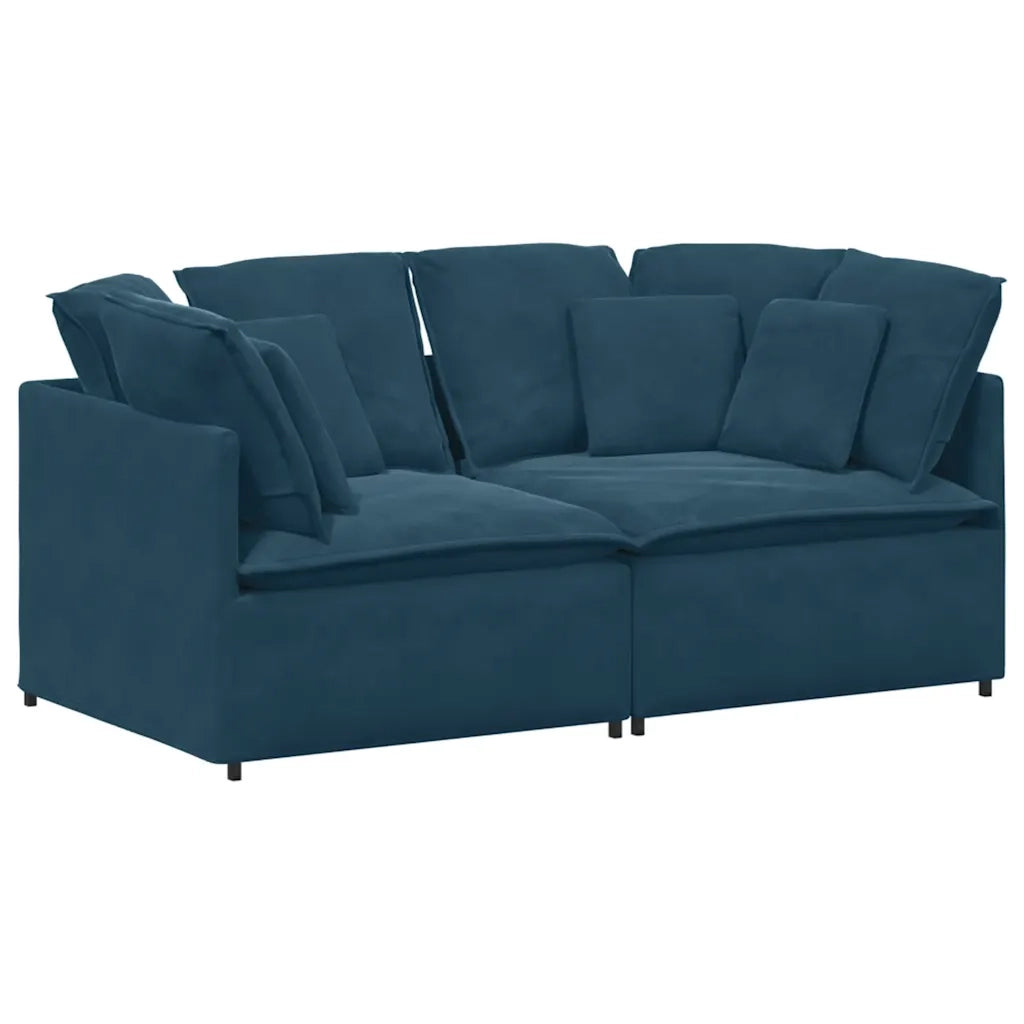 vidaXL Divano Modulare con Cuscini in Velluto Blu