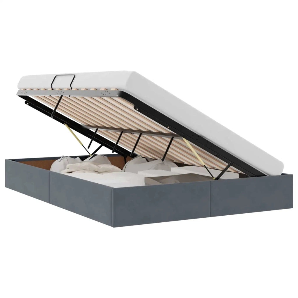 Letto con Contenitore Grigio Scuro 135 x 190 cm Velluto 3370126