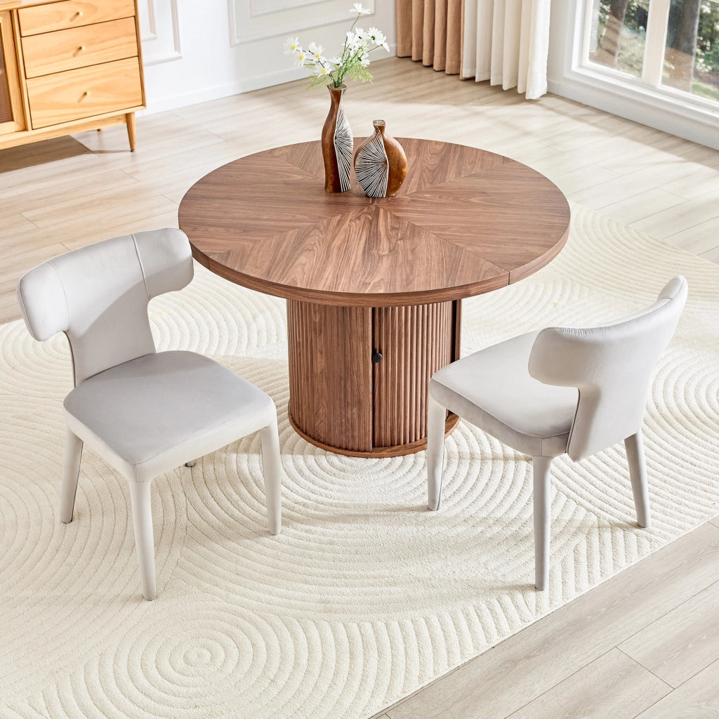 Set di 2 sedie da pranzo grigio chiaro imbottite con schienale a T