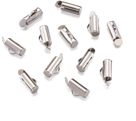 Capocannoni in acciaio 50 pezzi - Chiusure multi-strand per gioielli - Dimensioni 5,5x10 mm - Facili da utilizzare - Ideali per collane e bracciali