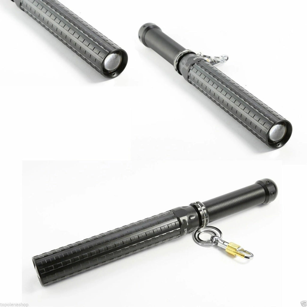 Torcia manganello tattica militare allungabile 50000W zoom fino a 40cm sicurezza