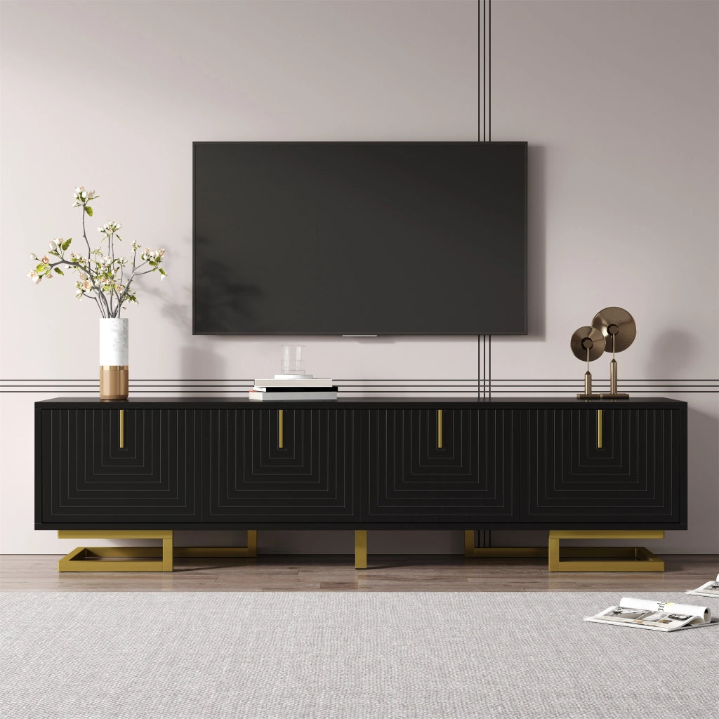 OKWISH Mobile TV con 4 Ante, Ripiani Interni, Cerniere Ammortizzate e Piedini Regolabili, 160 x 38 x 44.5 cm