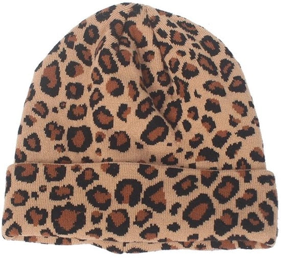 Cappello in lana per donna con disegno leopardo - Copertura calda per autunno e inverno