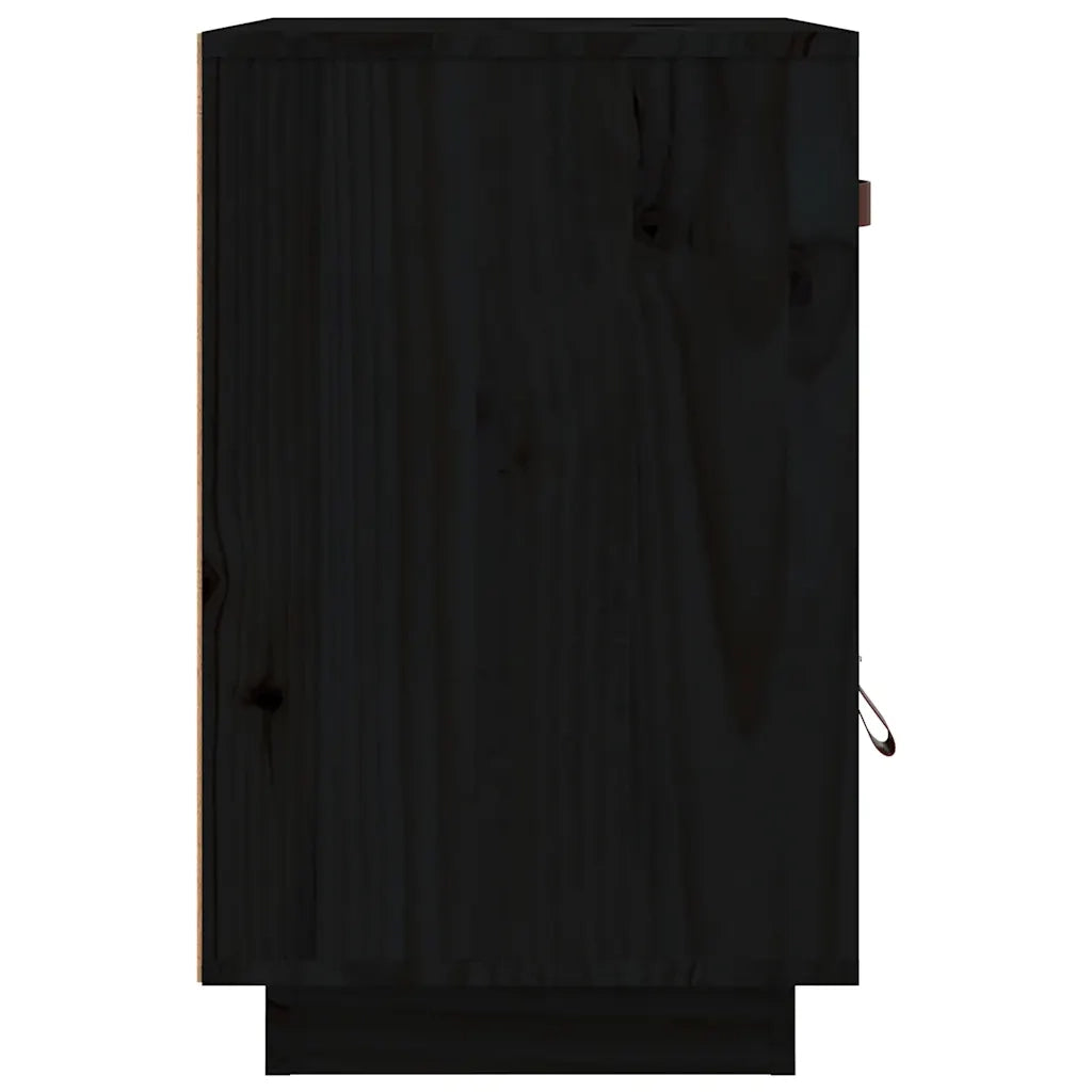 Comodino | Armadio da Notte | Mobiletto da notte Nero 40x34x55 cm in Legno Massello di Pino
