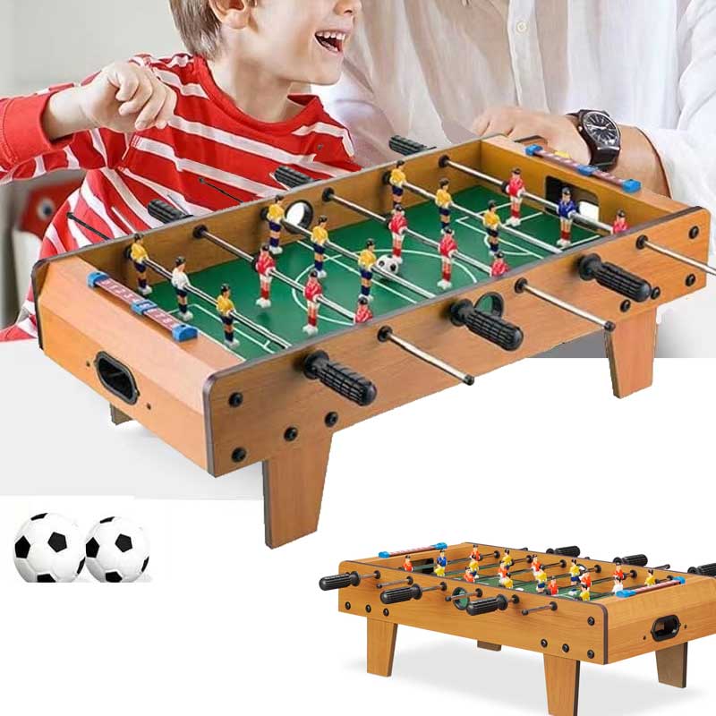 Calcio Balilla Biliardino da Tavolo in Legno con 4 stecche e 18 Omini 70x37x17cm