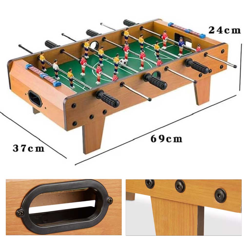 Calcio Balilla Biliardino da Tavolo in Legno con 4 stecche e 18 Omini 70x37x17cm